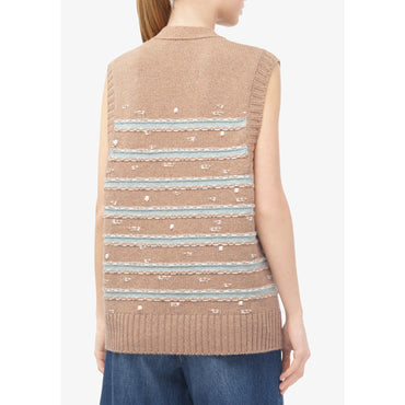 Cashmere 2 Ply Vest -  Brown/Blue/White