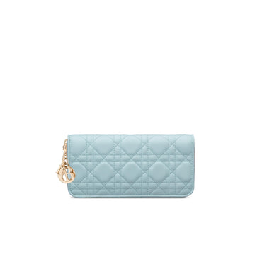 Women Lady Dior Long Wallet Lambskin - 23Z Celeste