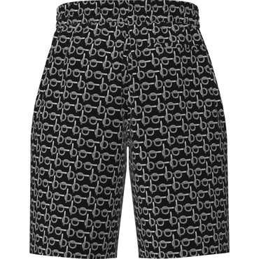 Monogram B Print Silk Shorts - Silver/Black