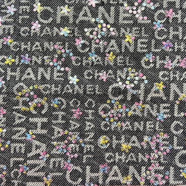 Embroidered Jacq Denim Skirt - Black/Ecru/Yel/Pink/Blue
