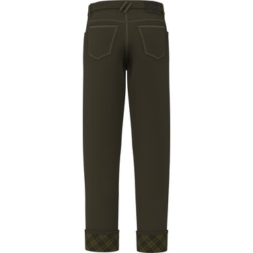 Check Pattern Turn-Up Hem Jeans - Herb
