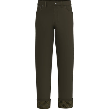Check Pattern Turn-Up Hem Jeans - Herb