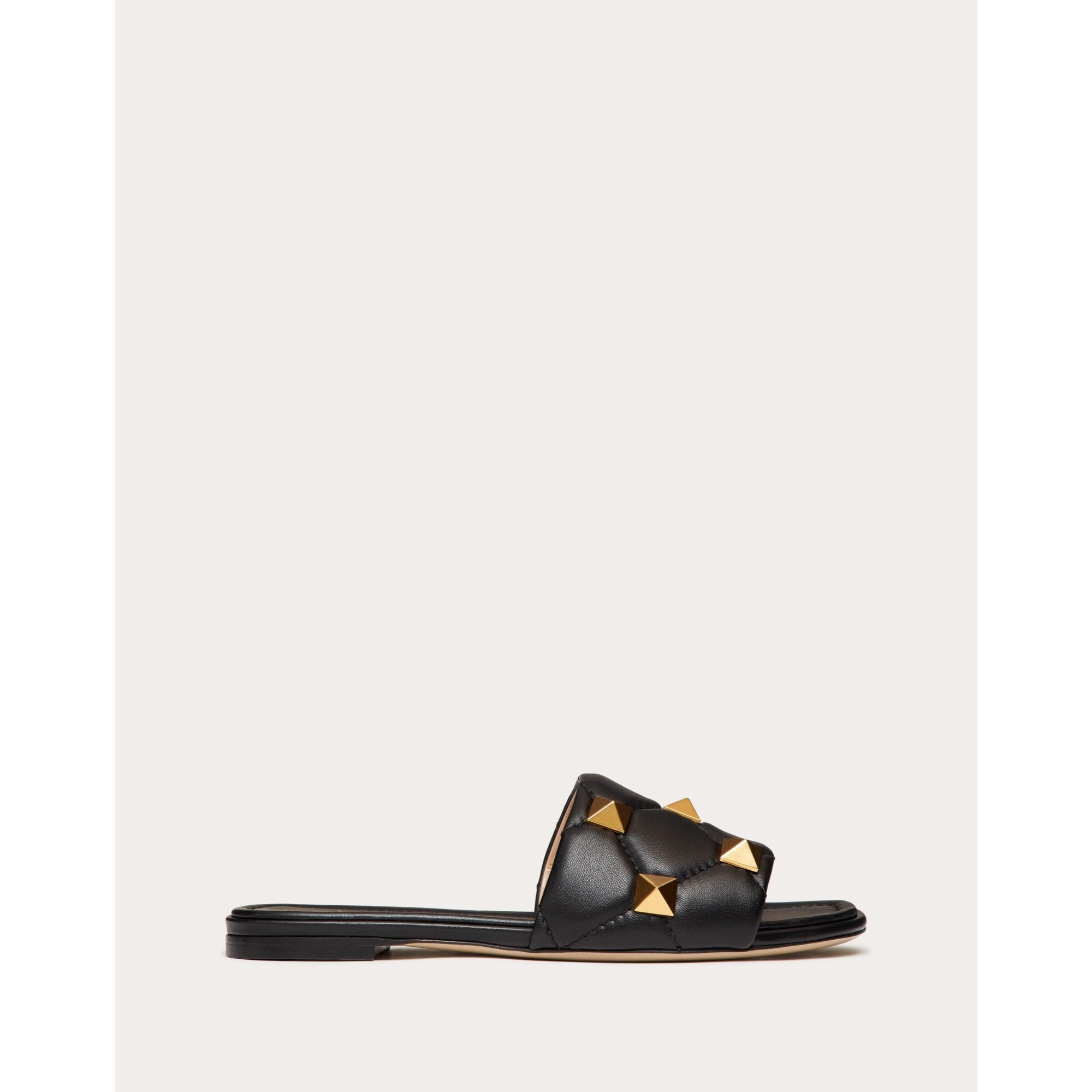Roman Stud Quilted Sandal - Nero