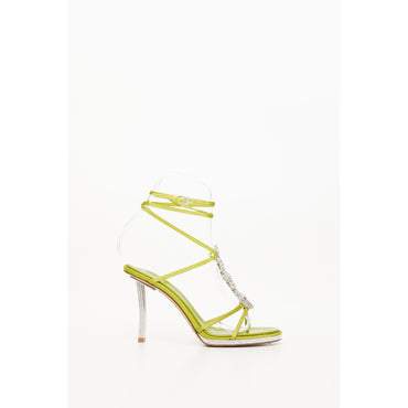 Valentino Garavani Divine Sandal - Verde Lime/Palladio-Cristal